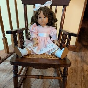 Adorable Pink Dress Doll with Curly Brown Hair